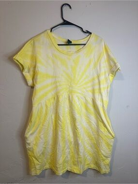 Yellow Tie-Dye Short Sleeve Women’s Dress